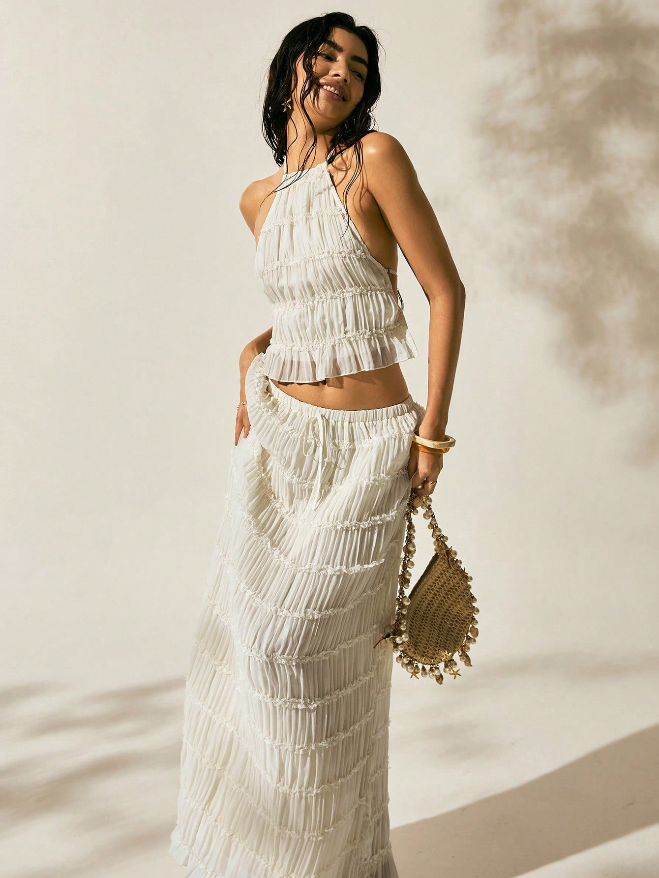 Easelle New Arrival Summer Women'S Bohemian Style Vacation Outfit Women Two Pieces Outfits for Daily Wear Expose the Waist