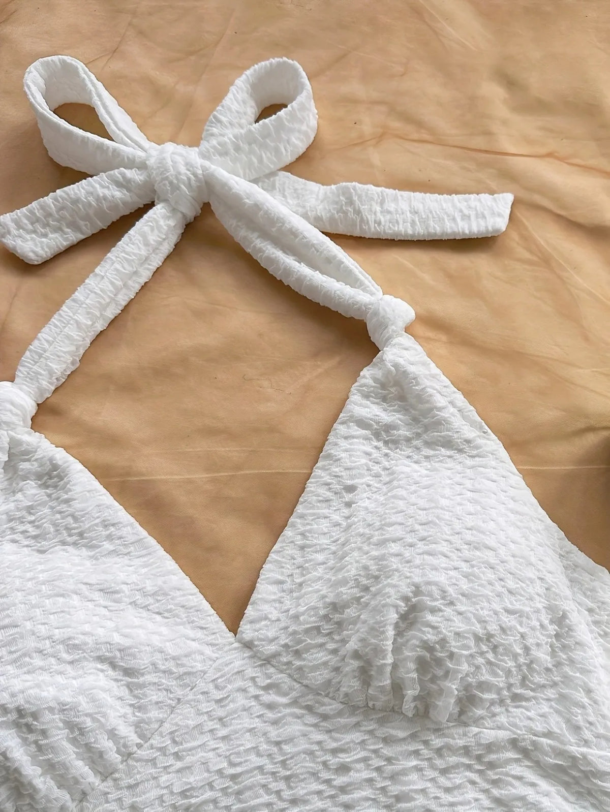 Summer White Halter Top and Shorts Set, Casual Beach Outfit