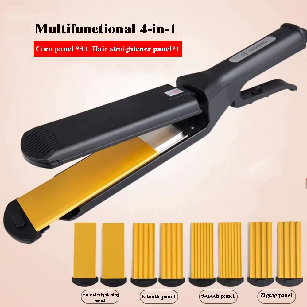 Professional Ceramic Corrugated Iron Electric Curling Crimped Wide Plates Beauty Hair Iron for Hair Wave Corrugation Flat Irons
