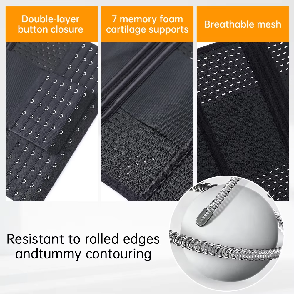 Adjustable Double-Belt Neoprene Waist Trainer with Zipper – Tummy Control & Back Support