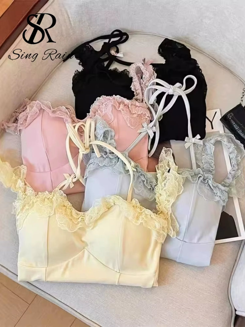 Women’s Lace Ruffle Crop Top
