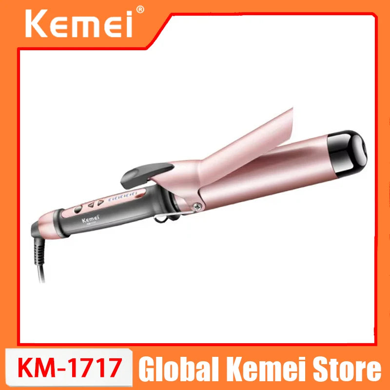 KM-1717 Electric Curling Iron for Women Temperature Control Ceramic Hair Protecting Curler Home Use Styling Tool