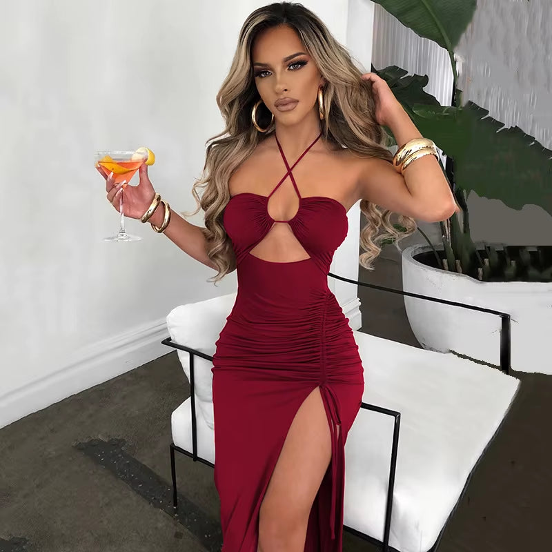 Sleeveless Sexy Female Midi Backless Dresses Slim Night Club Party Women'S Dress Bodycon Vestidos Elegantes Para Mujer