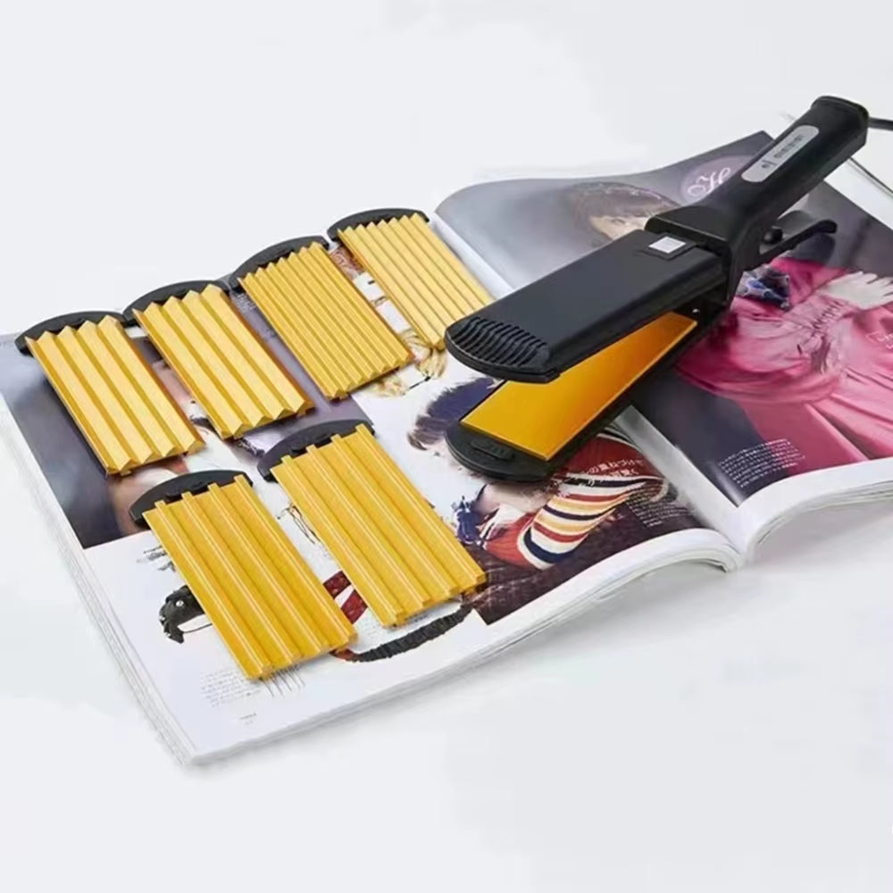 Professional Ceramic Corrugated Iron Electric Curling Crimped Wide Plates Beauty Hair Iron for Hair Wave Corrugation Flat Irons