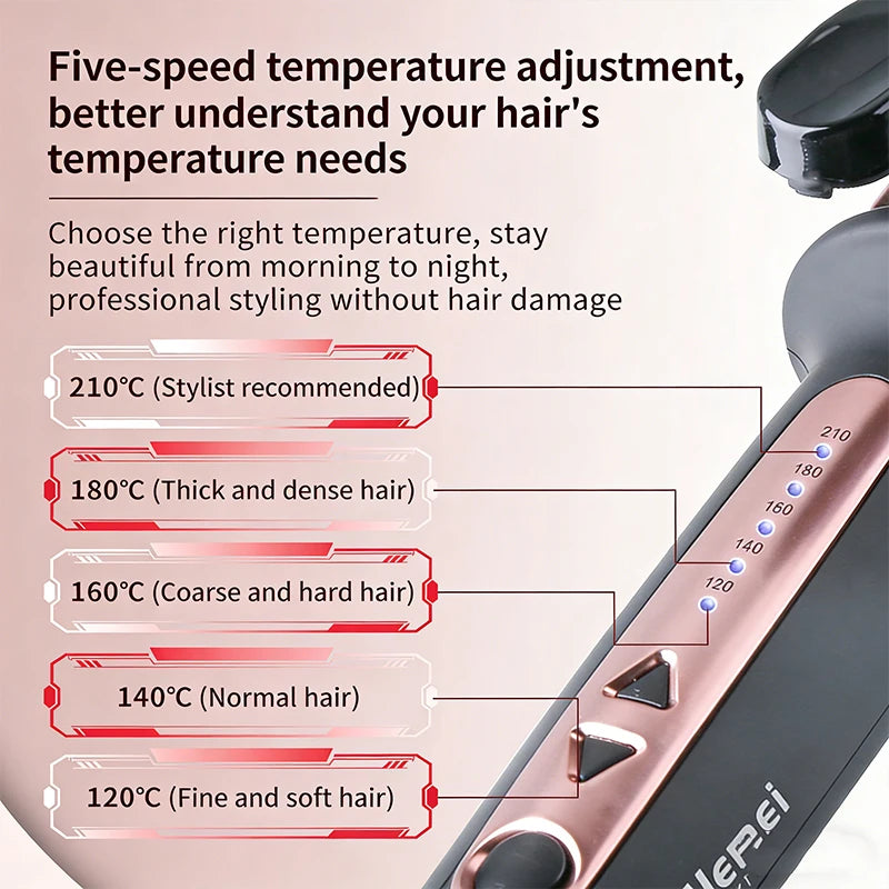 KM-1717 Electric Curling Iron for Women Temperature Control Ceramic Hair Protecting Curler Home Use Styling Tool