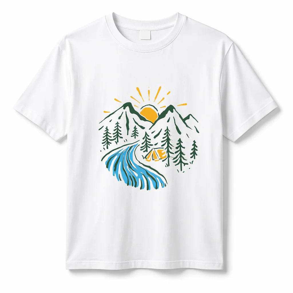 Women'S Mountain Camping Graphic T Shirt 100% Cotton Oversized Crew Neck Short Sleeve Outdoor Adventure Tee