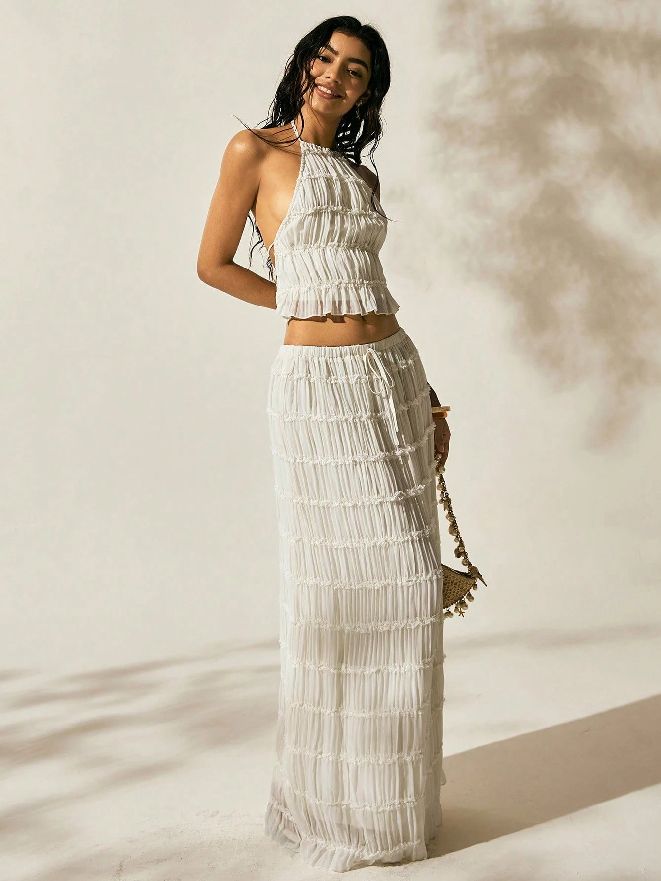 Easelle New Arrival Summer Women'S Bohemian Style Vacation Outfit Women Two Pieces Outfits for Daily Wear Expose the Waist