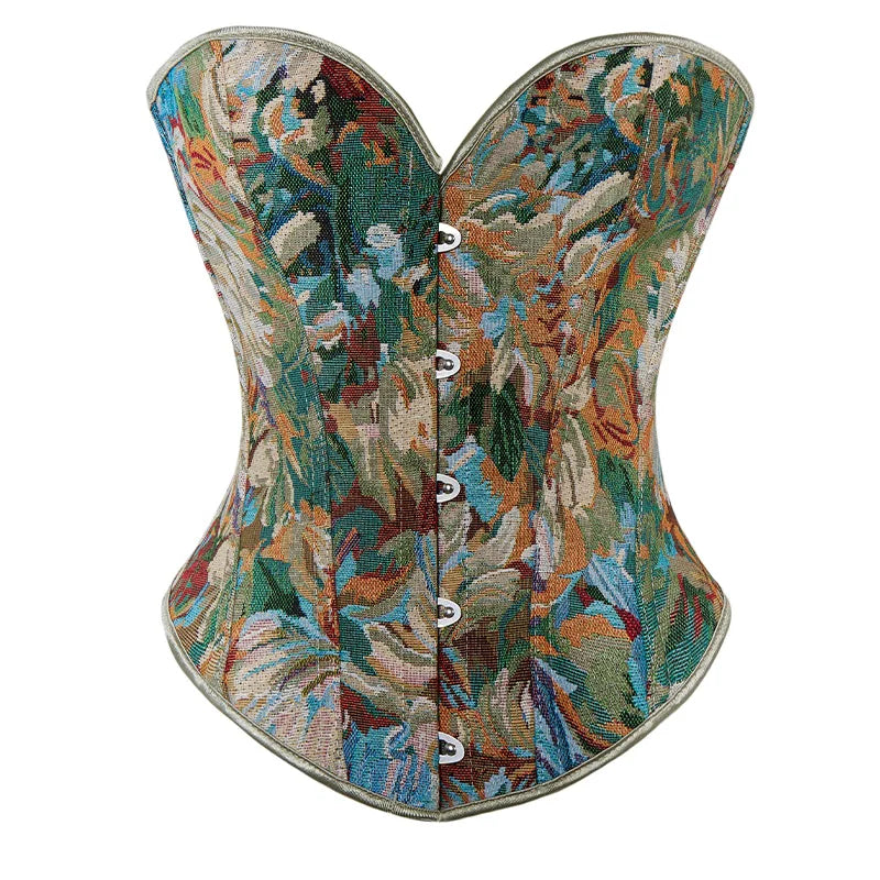 Short Tube Top Women'S Corset Monet Oil Painting Style Hot Girl Bone Overbust Corset Tummy Control Push up Breast Shaper