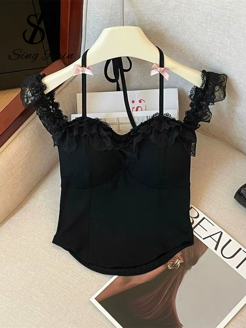 Women’s Lace Ruffle Crop Top