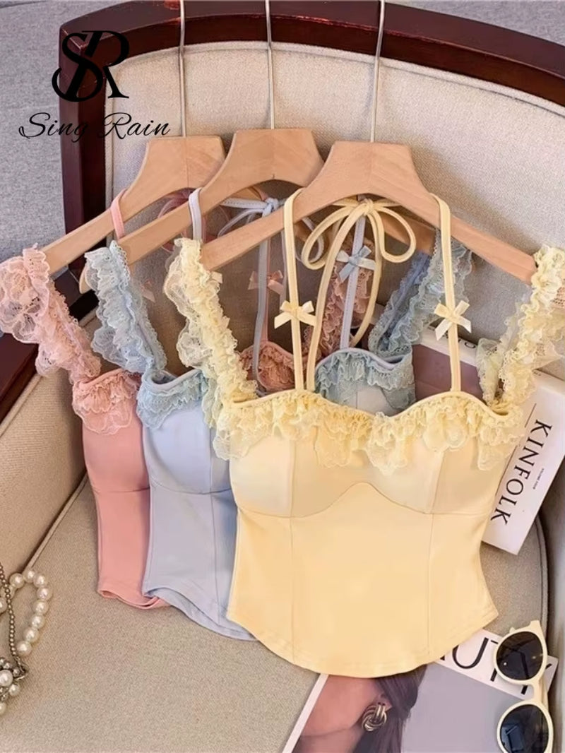 Women’s Lace Ruffle Crop Top