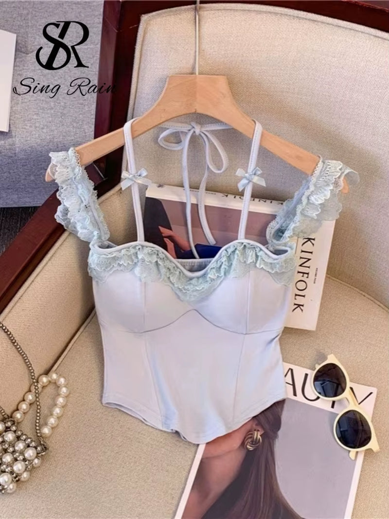 Women’s Lace Ruffle Crop Top