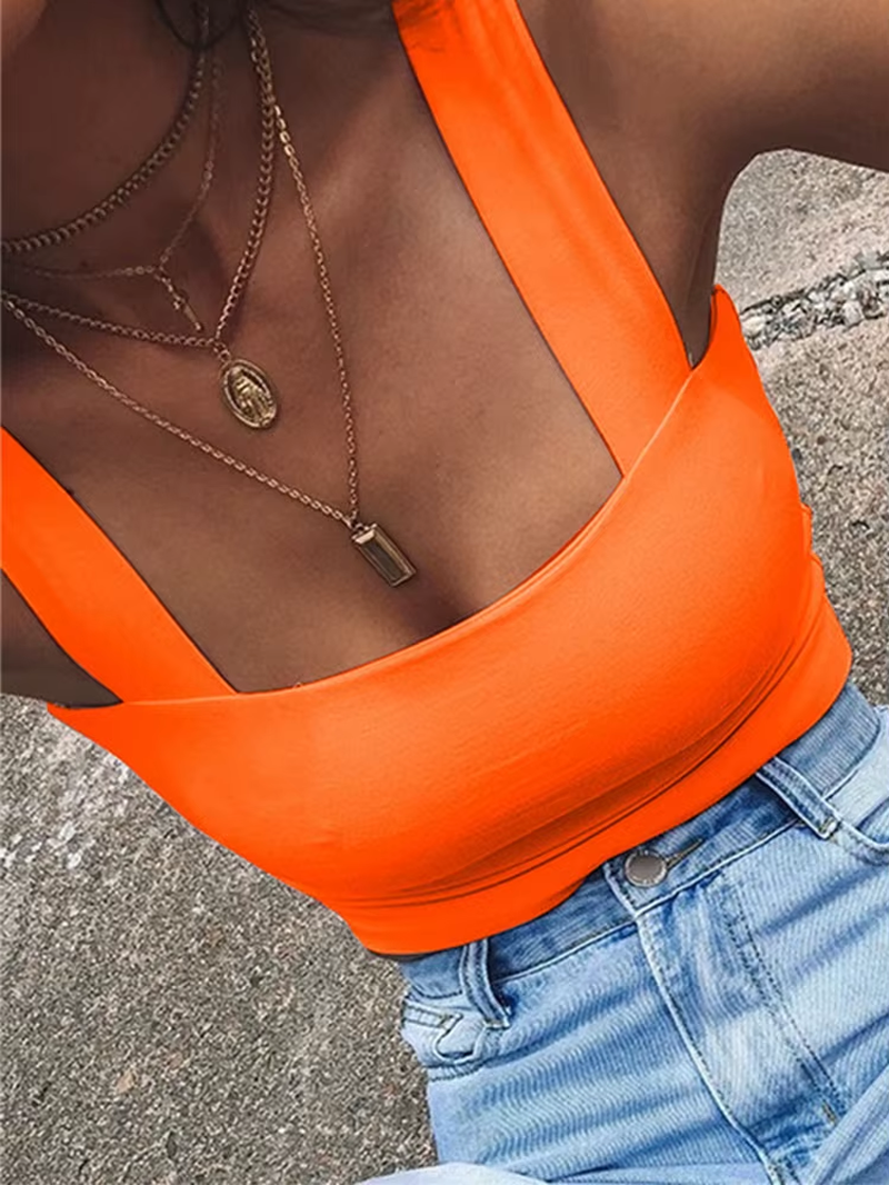 Women’s Square Neck Sleeveless Backless Crop Tank Top
