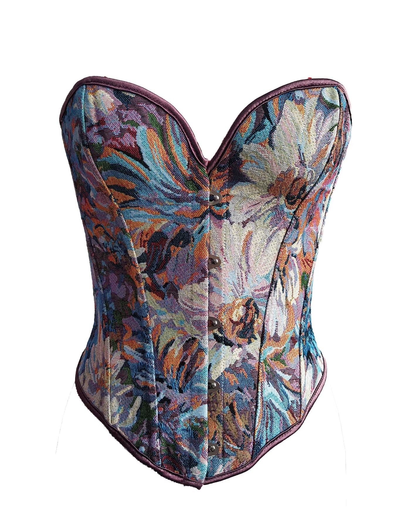 Short Tube Top Women'S Corset Monet Oil Painting Style Hot Girl Bone Overbust Corset Tummy Control Push up Breast Shaper