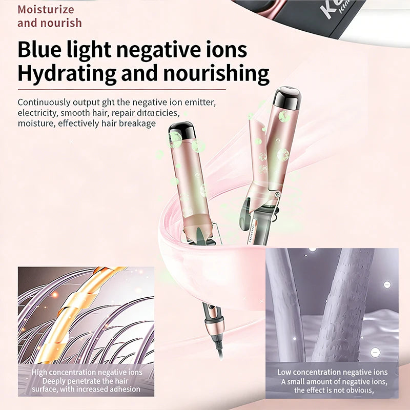 KM-1717 Electric Curling Iron for Women Temperature Control Ceramic Hair Protecting Curler Home Use Styling Tool