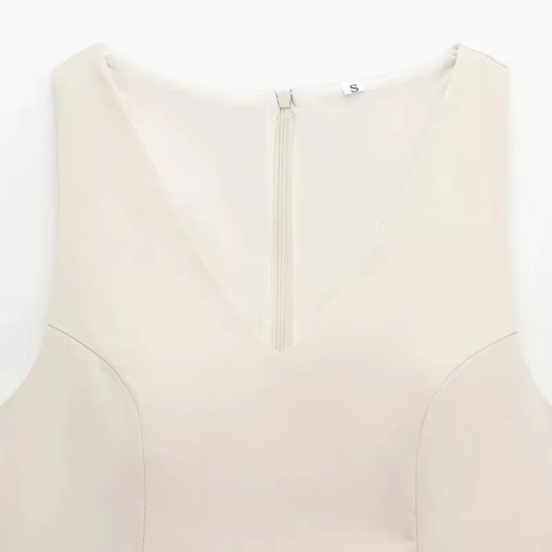 Women'S Spring Elegant Vest Tops 2025 Summer Y2K Tank Tops Ladies Fashion Casual Sleeveless Office Beige Tops for Female