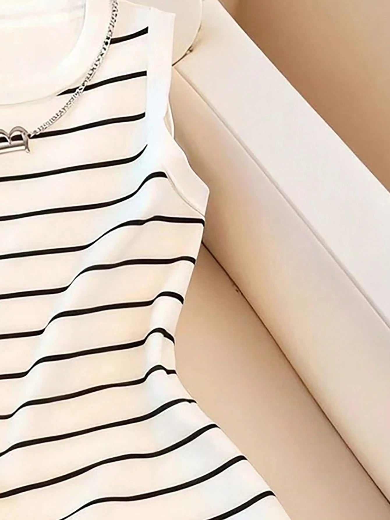 Women'S Spring/Summer Casual Elegant Sleeveless Slim-Fit round Neck Striped Print Dress