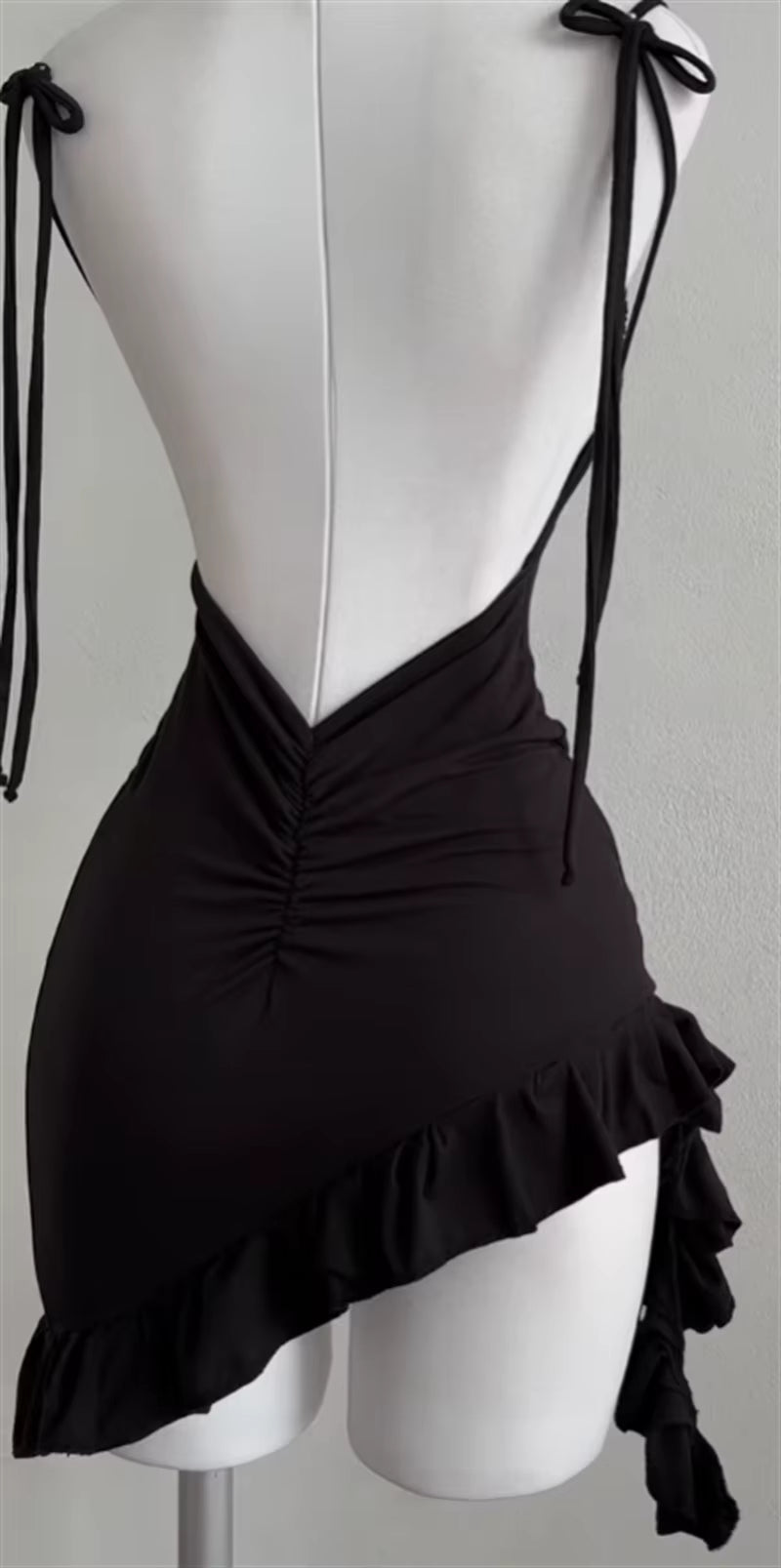 Sleeveless Backless Ruffles Mini Dress Women Summer Y2K Lace up Black Bodycon Dresses Party Club Streetwear 2025 New Sundress