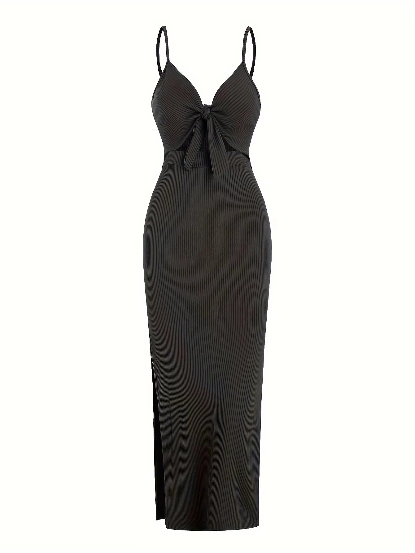 Europe and America Knit Simple Sleeveless Suspender Dress in Spring and Summer, Leaking Back and Sexy Long Skirt with Neck.