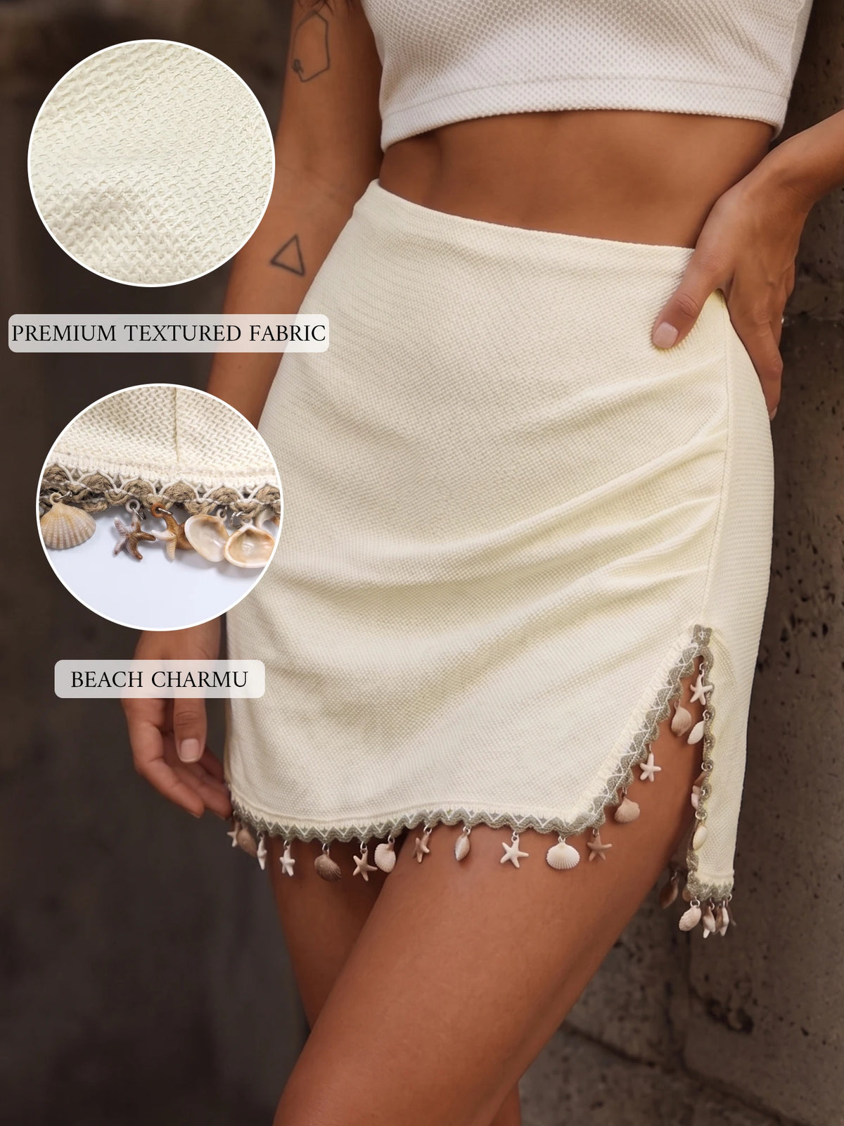 Women'S Bohemian-Style Crocheted Mini Skirt with Seashell and Starfish Fringe – Summer Beach Skirt