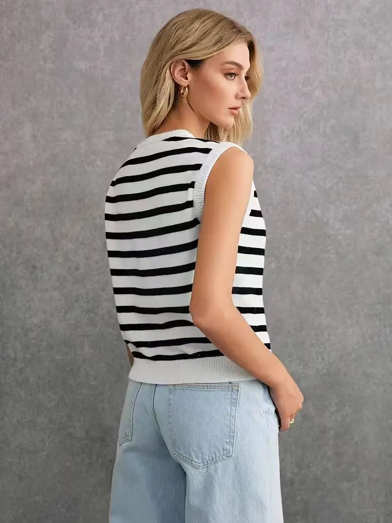 Women'S Casual Striped Sleeveless Cardigan for Spring/Summer, a Stylish and Effortless Must-Have