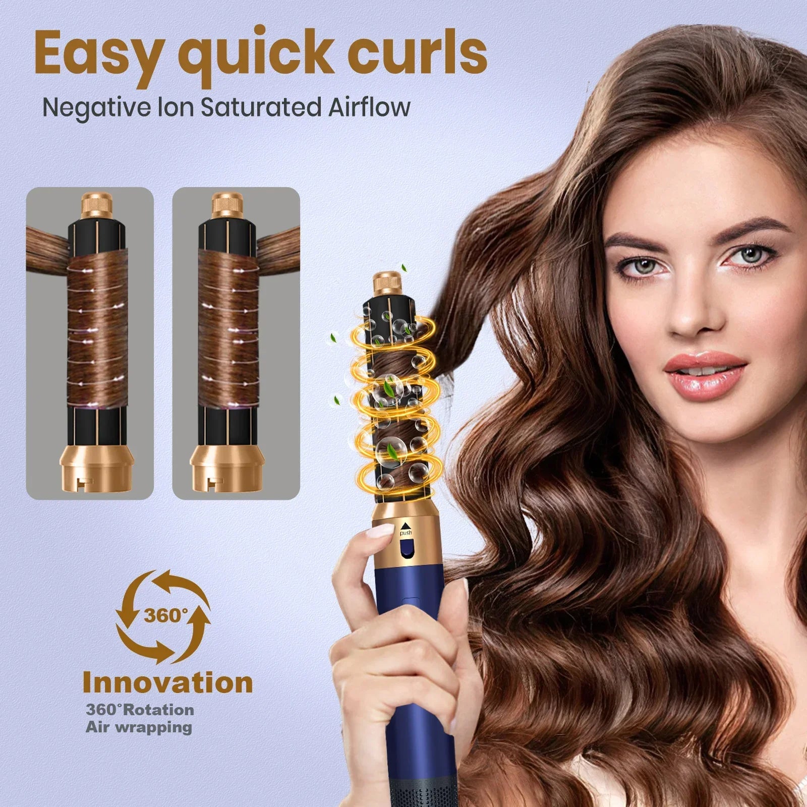 6 in 1 Hair Dryer One-Step Hot Air Comb Set Professional Air Styling Curling Iron Hair Straightener Styling Tool Hair Dryer